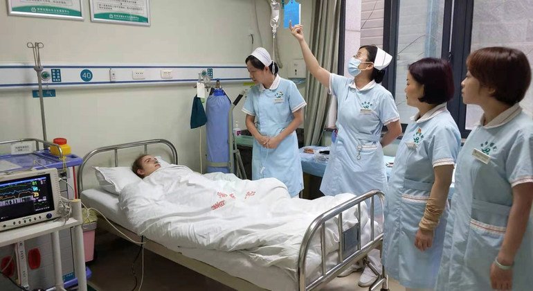 أحد المستشفيات في ووهان بالصين خلال ذروة الجائحة.
