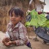Un niño desplazado en el campamento de Adén, en Yemen. 