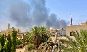 Smoke rises following a bombing in the  Al-Tayif neighbourhood of Khartoum, Sudan.