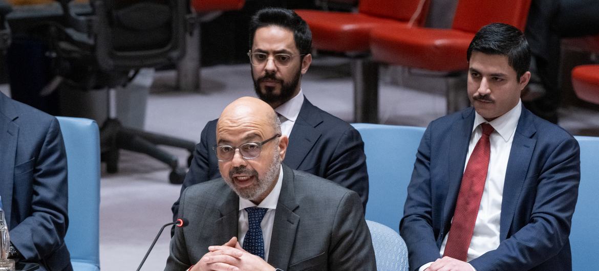 من الأرشيف: السفير طارق البناي، المندوب الدائم للكويت لدى الأمم المتحدة، يتحدث في جلسة مجلس الأمن بشأن الوضع في الشرق الأوسط (سوريا).