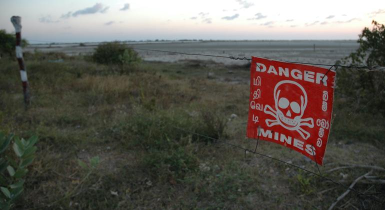 In 2005, a warning about the presence of landmines and other unexploded ordinance in Jaffna, northern Sri Lanka. The area saw some of the worst fighting during the island's civil war.