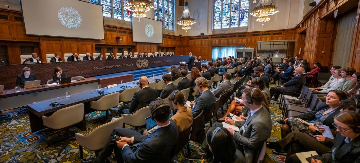 A view of the International Court of Justice courtroom at The Hague in the case of South Africa v. Israel.