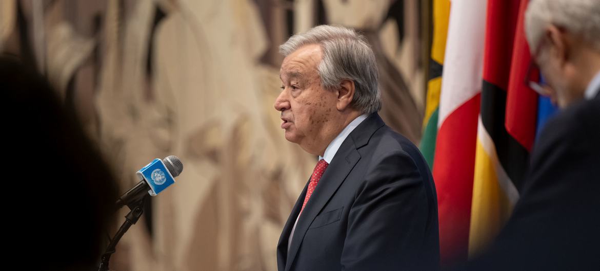 联合国秘书长古特雷斯就俄罗斯终止执行黑海倡议向媒体发表声明。