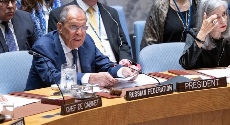سيرغي لافروف وزير خارجية الاتحاد الروسي، يرأس جلسة لمجلس الأمن الدولي حول الوضع الشرق الأوسط بما فيه القضية الفلسطينية.