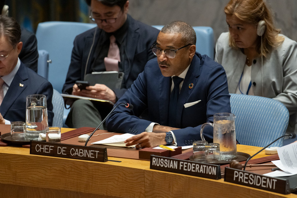 Courtenay Rattray, Chef de Cabinet of the UN Secretary-General, addresses the Security Council meeting on the situation in Gaza.