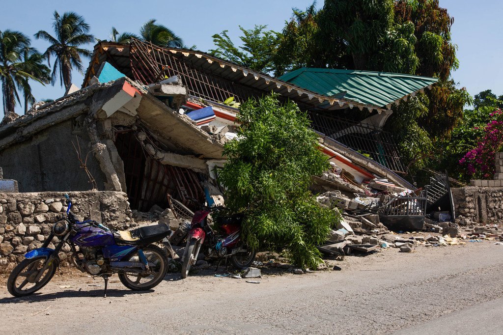 Un hôtel de Gele a été détruit après le tremblement de terre de magnitude 7,2 qui a frappé Haïti le 14 août.