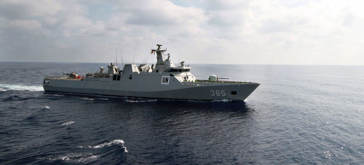 A UNIFIL Maritime Task Force vessel patrolling off the Lebanese coast.