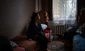This woman is from the Horovan (Kherson Island) district and was living there without gas. Her mother died in hospital 10 days ago due to a landmine accident.