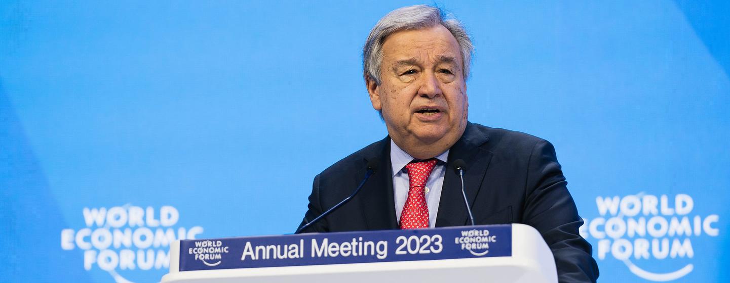 Le Secrétaire général des Nations Unies, Antonio Guterres, au Forum Economique Mondial de Davos