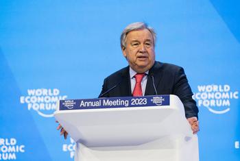 UN Secretary-General Antonio Guterres addresses the World Economic Forum (WEF), in Davos, Switzerland.