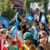 UN Secretary-General António Guterres meets local children in Kartapur, in the Pakistani province of Punjab, in February 2020..