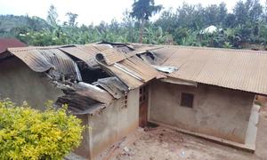 Damage to a house in Ihusi in South Kivu in eastern DR Congo after it was bombed during fighting between Rwanda-backed M23 rebels and government forces.