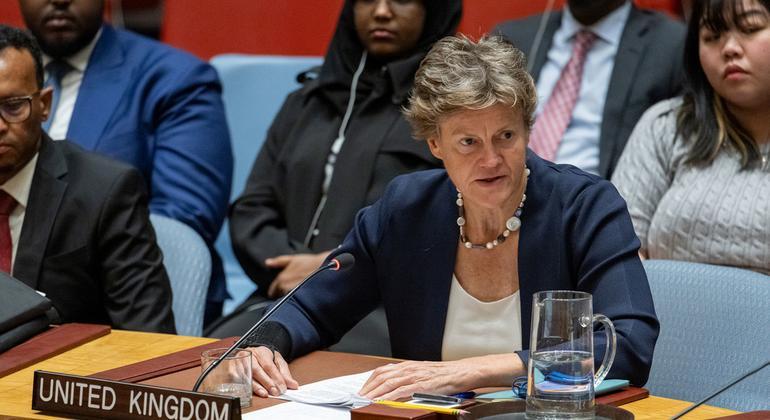 Ambassador Barbara Woodward of the United Kingdom addresses the Security Council meeting on maintenance of international peace and security with a focus on practicing multilateralism, reforming and improving global governance.