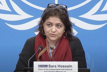 ایران پر حقائق جاننے والے بین الاقوامی مشن کی سربراہ سارہ حسین۔