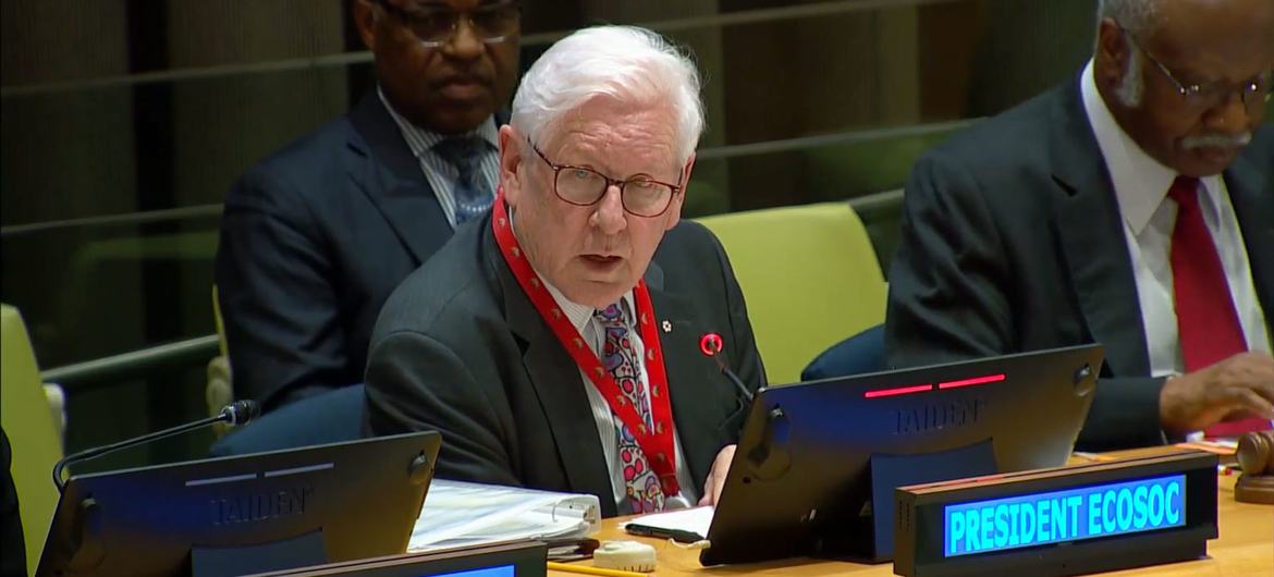 Ambassador Bob Rae, President of the Economic and Social Council, addresses a joint meeting on small arms and light weapons control for preventing violence and advancing sustainable development.