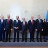 UN Secretary-General António Guterres (centre) gathers with other participants of a meeting in Geneva focused on Cyprus.