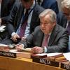 اقوام متحدہ کے سیکرٹری جنرل انتونیو گوتیرش فلسطین سمیت مشرق وسطیٰ کی صورتحال پر سلامتی کونسل کے اجلاس سے خطاب کر رہے ہیں۔