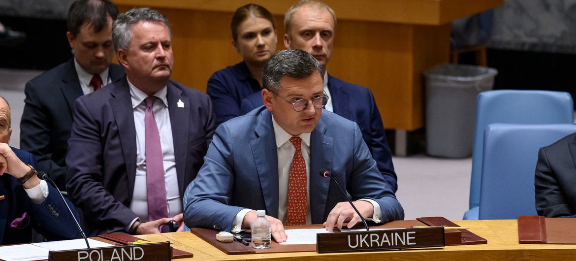 Foreign Minister Dmytro Kuleba of Ukraine addresses the Security Council meeting on maintenance of peace and security of Ukraine.