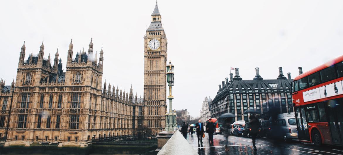 The Houses of Parliament in London, United Kingdom.