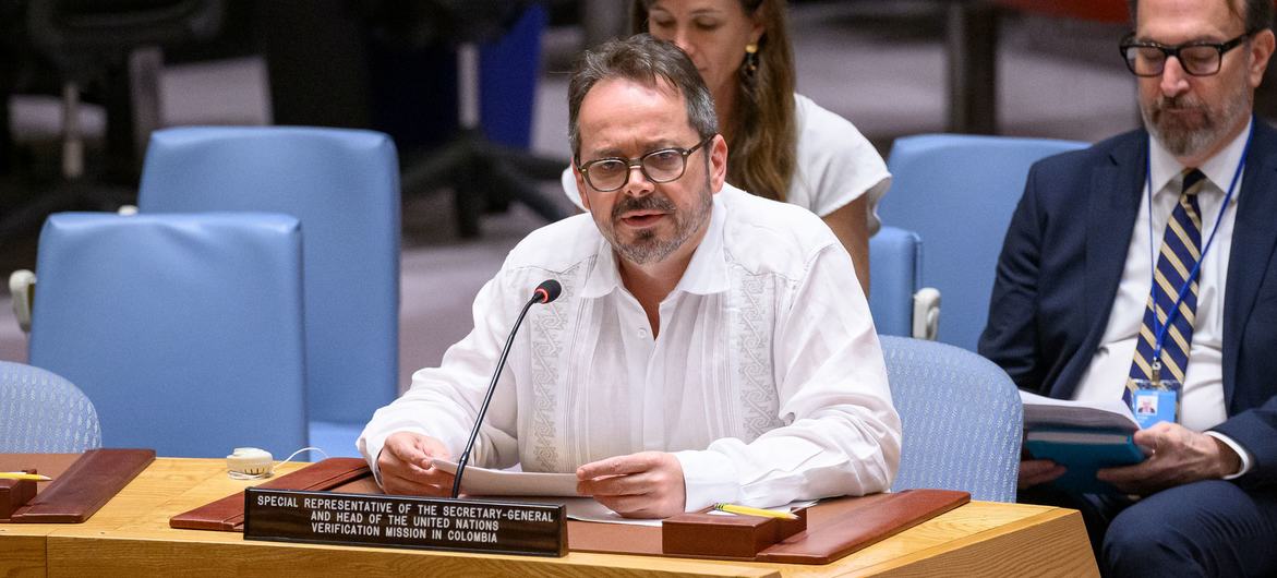 Carlos Ruiz Massieu, Representante Especial del Secretario General para Colombia y Jefe de la Misión de Verificación de las Naciones Unidas en Colombia, informa al Consejo de Seguridad sobre la misión en el país.