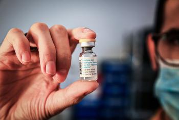 A single-dose monkeypox vaccine vial.