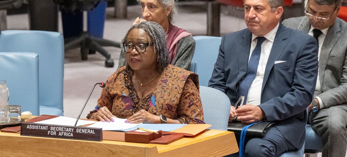 Martha Ama Akyaa Pobee, Assistant Secretary-General for Africa in the Departments of Political and Peacebuilding Affairs and Peace Operations, addresses the Security Council meeting on Sudan and South Sudan. Martha Ama Akyaa Pobee, Assistant Secretary-General for Africa in the Departments of Political and Peacebuilding Affairs and Peace Operations, addresses the Security Council meeting on Sudan and South Sudan.