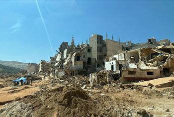 The aftermath of the flood in the Libyan city of Derna.