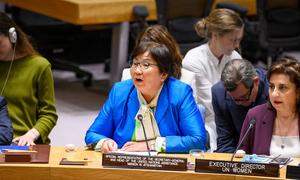 Special Representative and Head of the UN Assistance Mission in Afghanistan (UNAMA) Roza Otunbayeva addresses the Security Council meeting on Afghanistan.