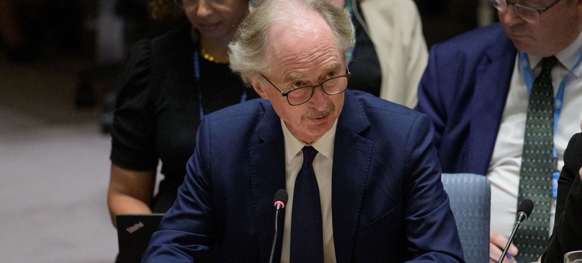 غير بيدرسون، المبعوث الخاص للأمين العام إلى سوريا، يقدم إحاطة إلى مجلس الأمن حول الوضع في البلاد.