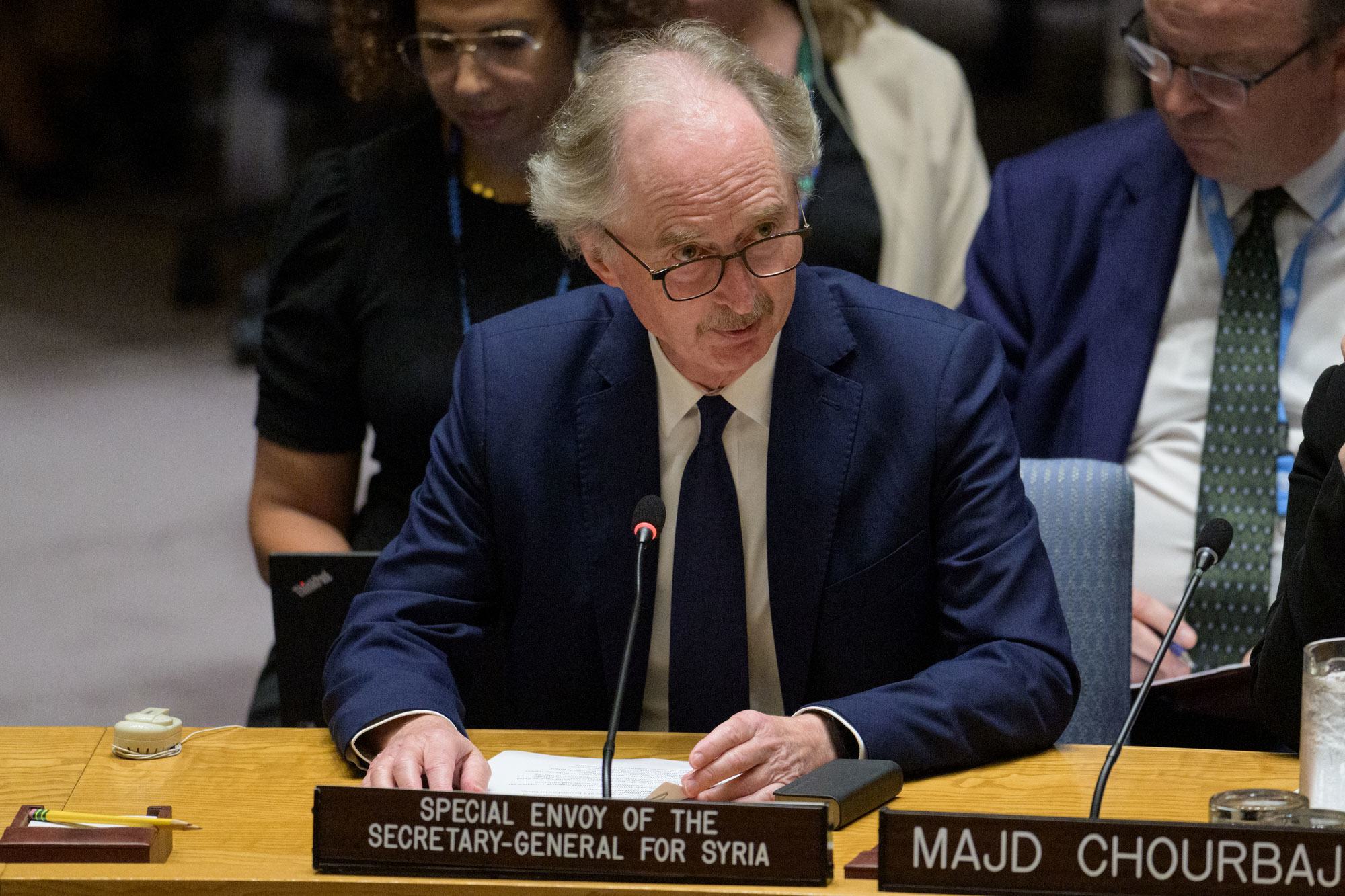  Geir Pedersen, Special Envoy of the Secretary-General for Syria, briefs the Security Council meeting on the situation in the country.