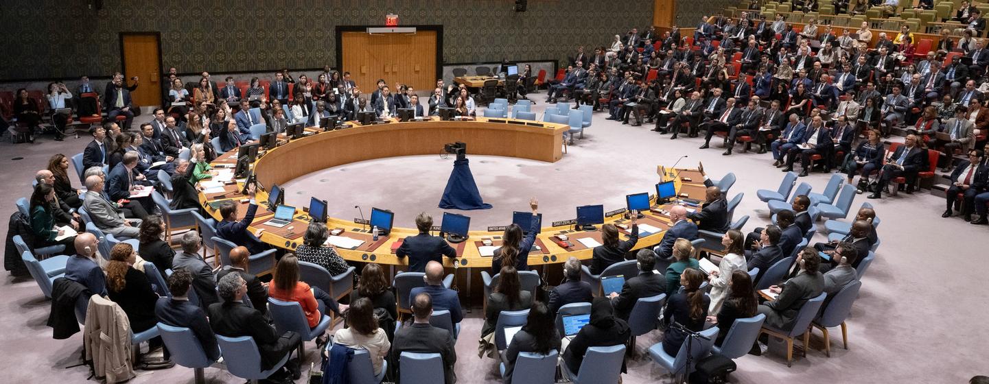 Les membres du Conseil de sécurité votent sur un projet de résolution sur Gaza.