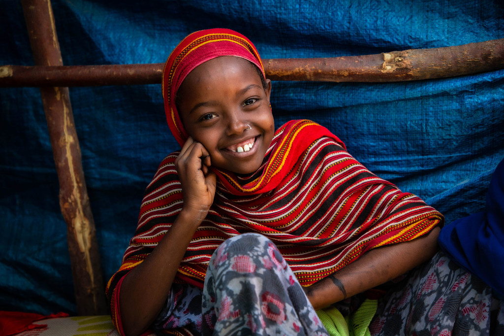 Une petite fille dans un camp de réfugié de la région Afar, en Ethiopie
