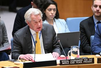 Tor Wennesland, Special Coordinator for the Middle East Peace Process and Personal Representative of the Secretary-General, briefs the Security Council meeting on the situation in the Middle East.