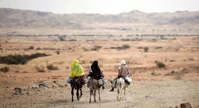 On the outskirts of El Fasher in North Darfur, women ride donkeys on the road to Khartoum, Sudan. (file)