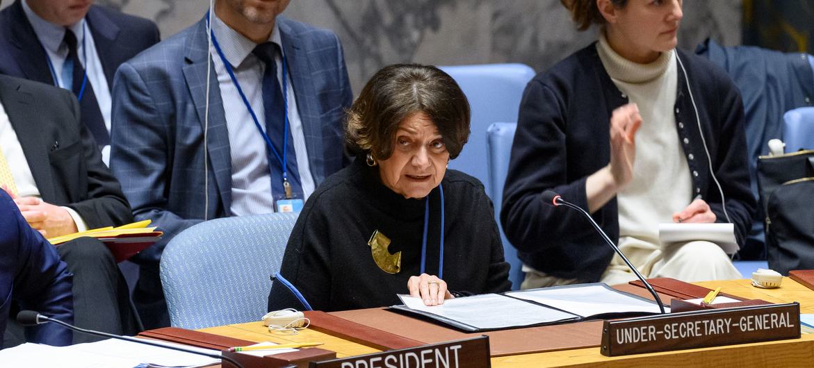 Rosemary DiCarlo, Under-Secretary-General for Political and Peacebuilding Affairs, briefs the Security Council meeting on non-proliferation.