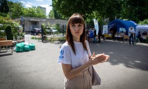  Viktoriia Tiutiunnyk, an assistant external relations officer working in Ukraine for the UN refugee agency, UNHCR.