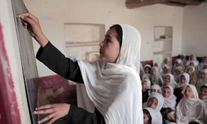 Girls attend an Accelerated Learning Centre (ALC) class in Wardak Province in the central region of Afghanistan. (file)