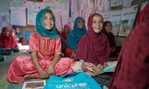 Young girls attend class at a UNICEF-supported school in Helmand Province, Afghanistan. (file)