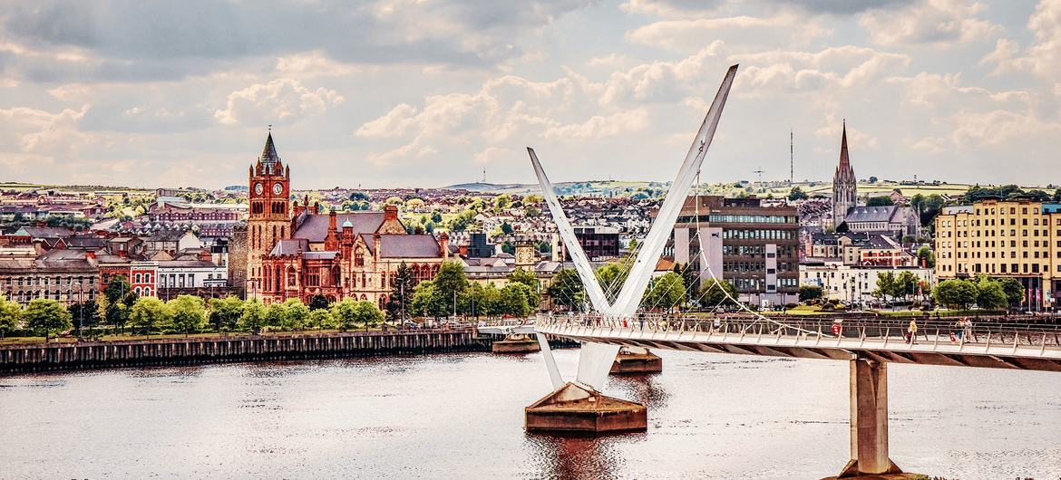 The Peace Bridge in Derry, Northern Ireland.