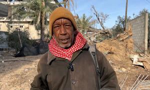 Suleiman Al-Rawagh, a displaced Palestinian who returned to check his home in Nuseirat, Gaza Strip. 