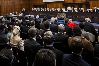 View of the International Court of Justice courtroom at the start of the public hearings on Israeli practices.
