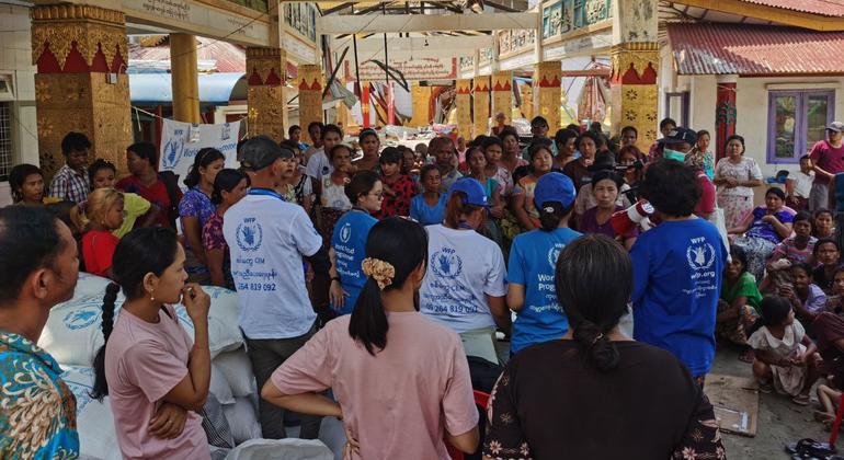 WFP food distribution to people affected by Cyclone Mocha in Rakhine State, Myanmar.