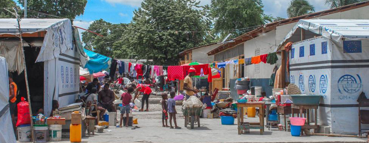 L'un des sites de déplacement de Port-au-Prince, à l’image de nombreux sites accueillant des personnes déplacées à l'intérieur du pays. 