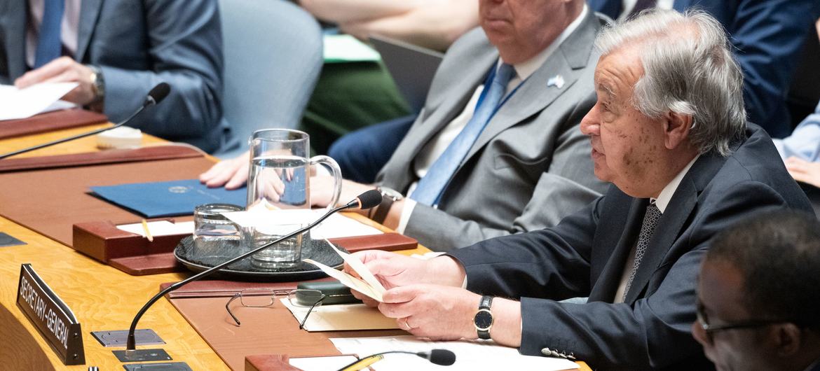 Secretary-General António Guterres briefs the Security Council meeting on Poverty, Underdevelopment, and Conflict. Secretary-General António Guterres briefs the Security Council meeting on Poverty, Underdevelopment, and Conflict.
