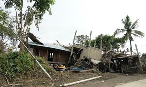 Destroyed houses in a village in Sagaing province. (file)