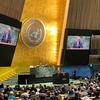 الأمين العام للأمم المتحدة أنطونيو غوتيريش يتحدث في قاعة الجمعية العامة قبيل افتتاح المداولات العامة رفيعة المستوى.