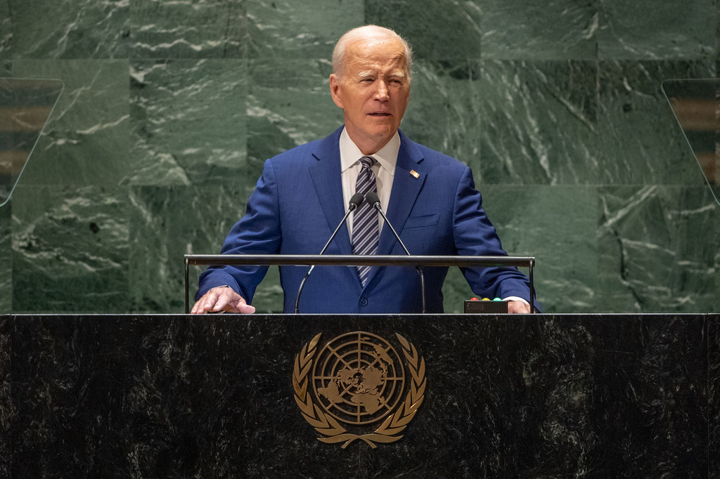 O presidente dos EUA, Joseph Biden, discursa no debate geral da 78ª sessão da Assembleia Geral