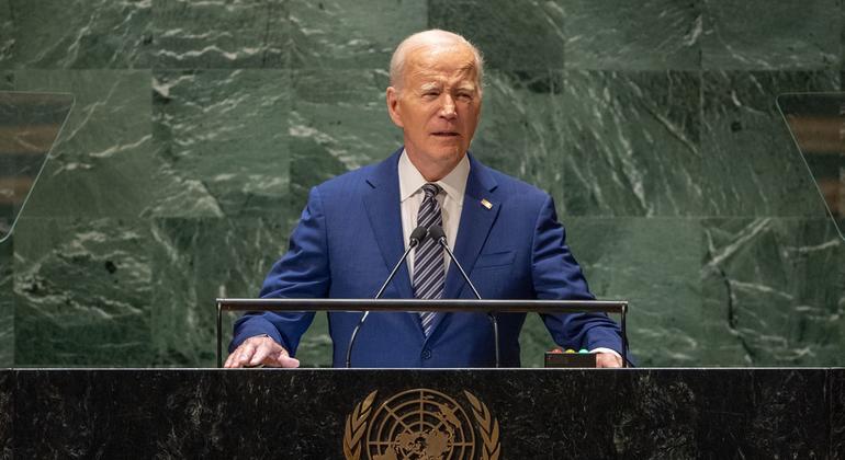 El Presidente de Estados Unidos, Joseph Biden, interviene en el debate general de la 78ª sesión de la Asamblea General