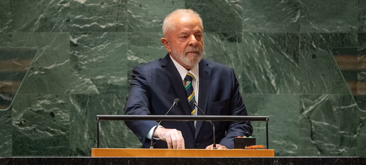 El presidente de Brasil, Luiz Inácio Lula da Silva, interviene en el Debate General del 78º periodo de sesiones de la Asamblea General de la ONU.