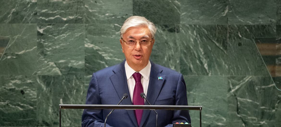 Президент Казахстана обращается к Генеральной Ассамблее ООН. 